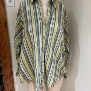 Columbia Sportswear Long Sleeve Green Stripe Button Down Shirt Women's  Sz XL/1X